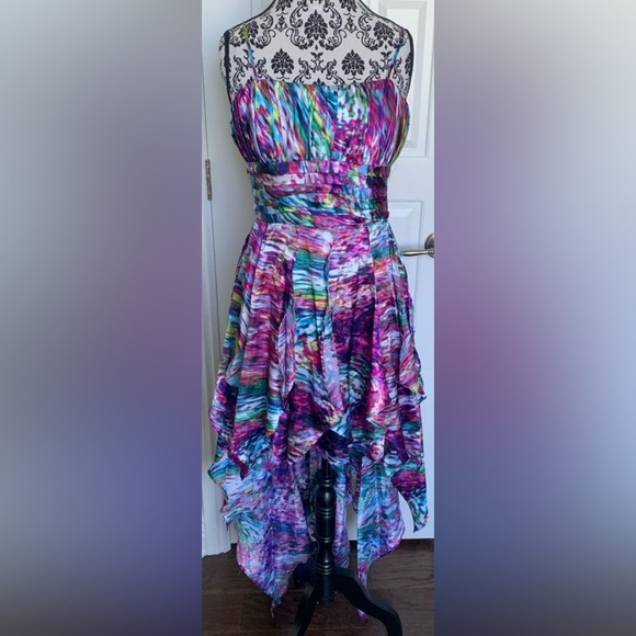Steppin' Out Dresses & Skirts - Steppin’ Out Satin High/Low Prom Dress - 13/14 - Multicolored - Used